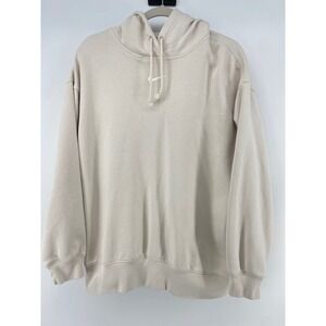 Nike Hoodie‎ Mens Large Cream Center Swoosh Fleece Streetwear Athletic Y2K